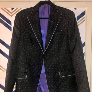 Tallia Men's Slim-Fit Black & Silver Dotted Dinner